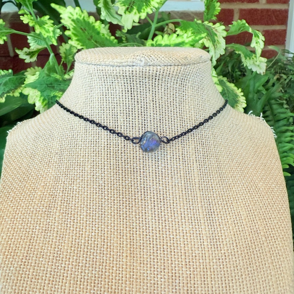 Amazonite set split crystal necklace - Picture 2 of 6